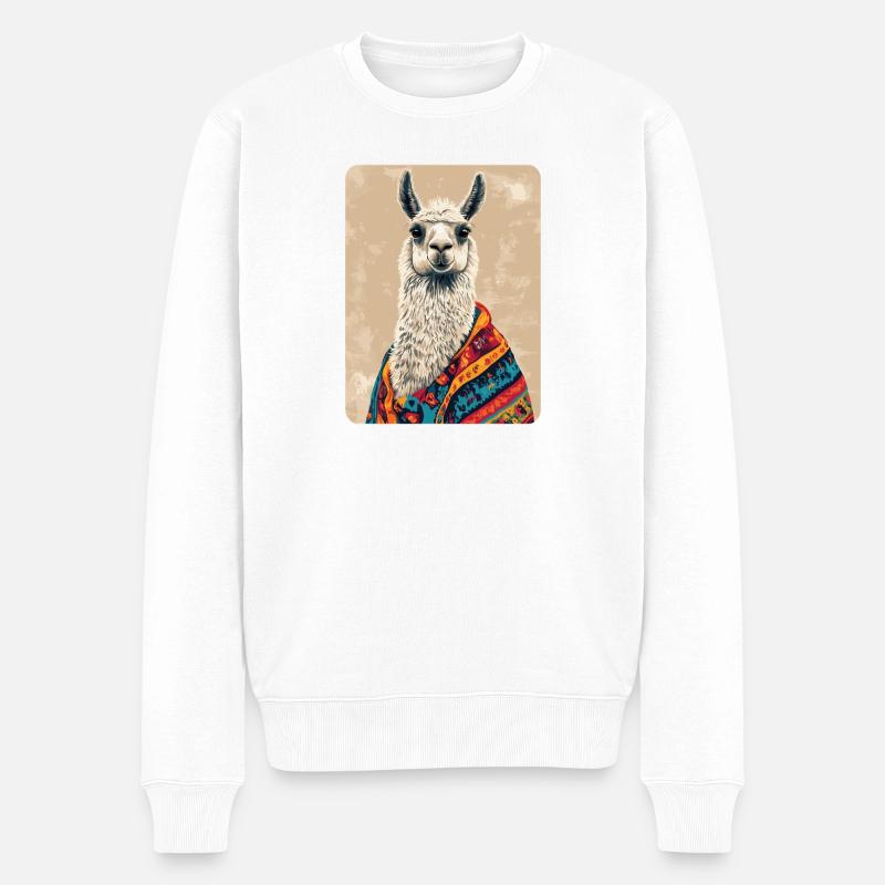 Lama - Männer Premium Bio Pullover - Weiß