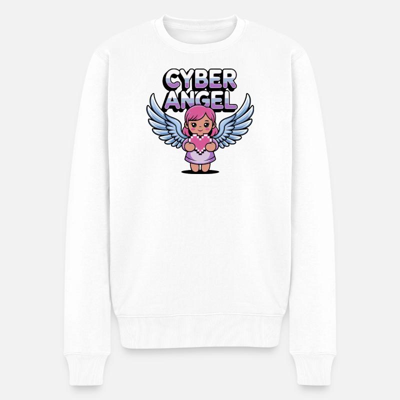 Y2K Retro – Cyber Angel - Männer Premium Bio Pullover - Weiß