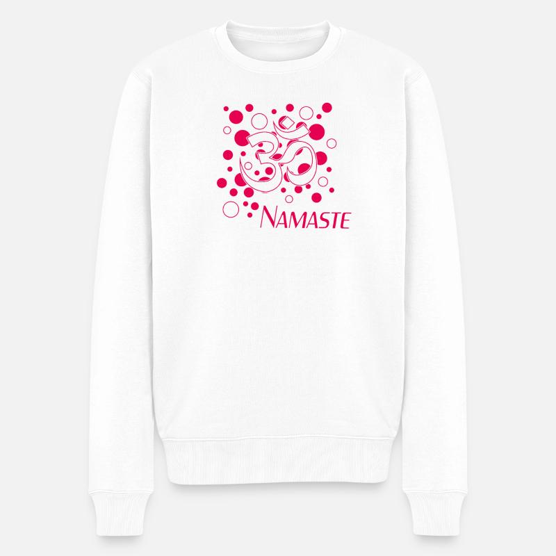 Conception du cercle rose Om Namaste - Pull Premium bio Homme - blanc