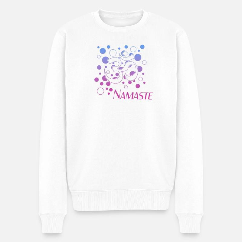 Om Namaste Gradient Kreisdesign - Männer Premium Bio Pullover - Weiß