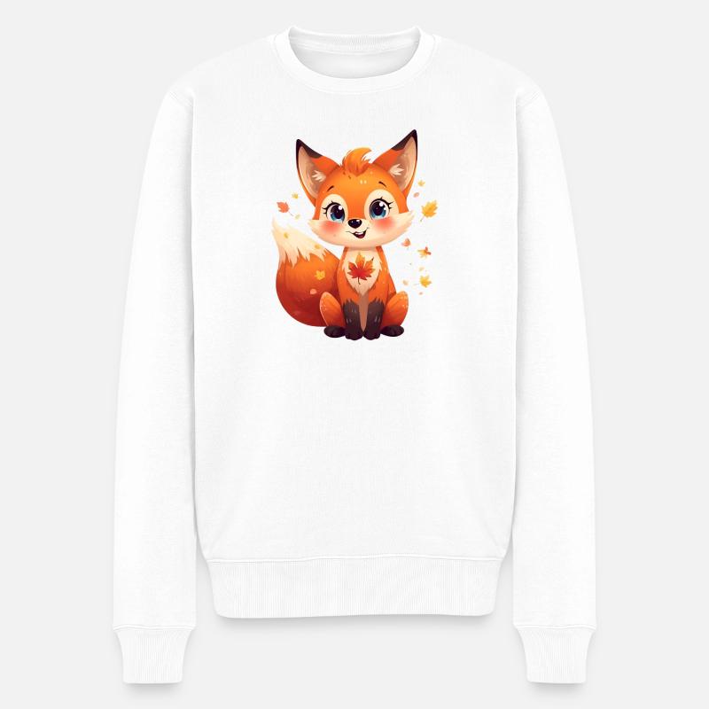 Herbstlicher Fuchs  - Männer Premium Bio Pullover - Weiß