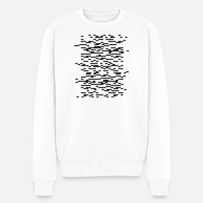 Glitch Stripe Nuit Abstraite - Pull Premium bio Homme - blanc