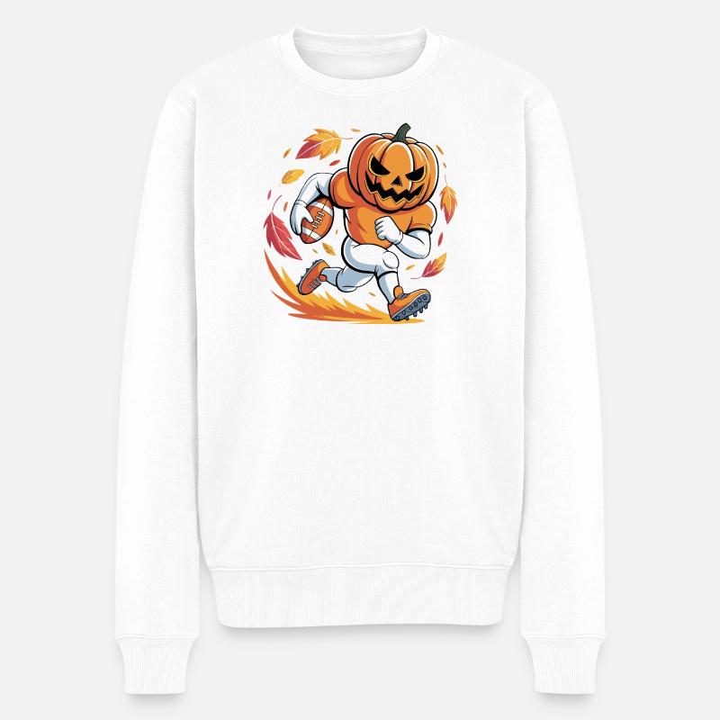 Kürbis Maskottchen Fußball Sprint - Männer Premium Bio Pullover - Weiß