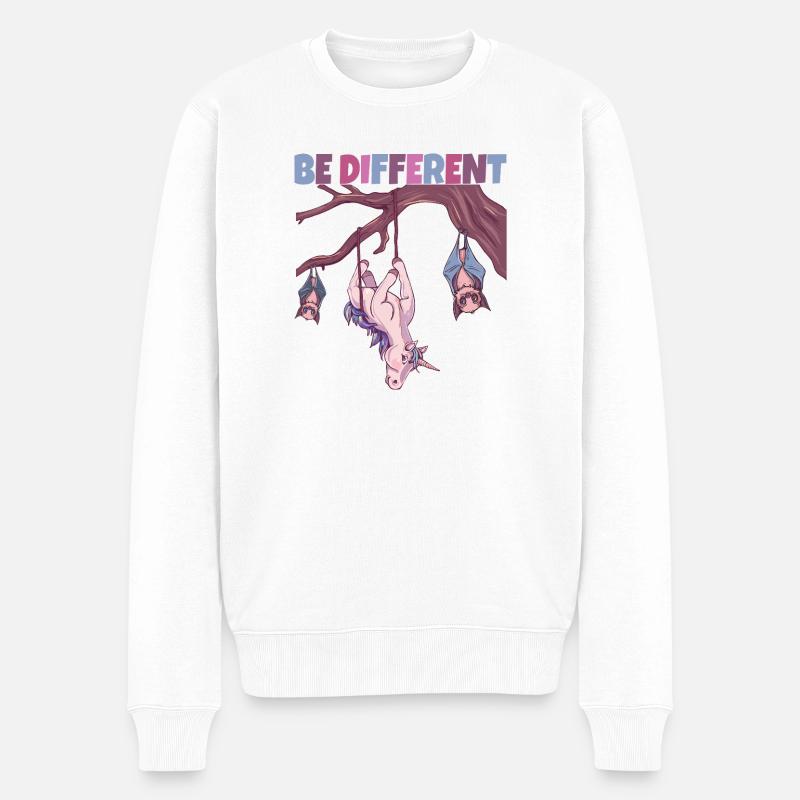 Be Different Einhorn - Männer Premium Bio Pullover - Weiß