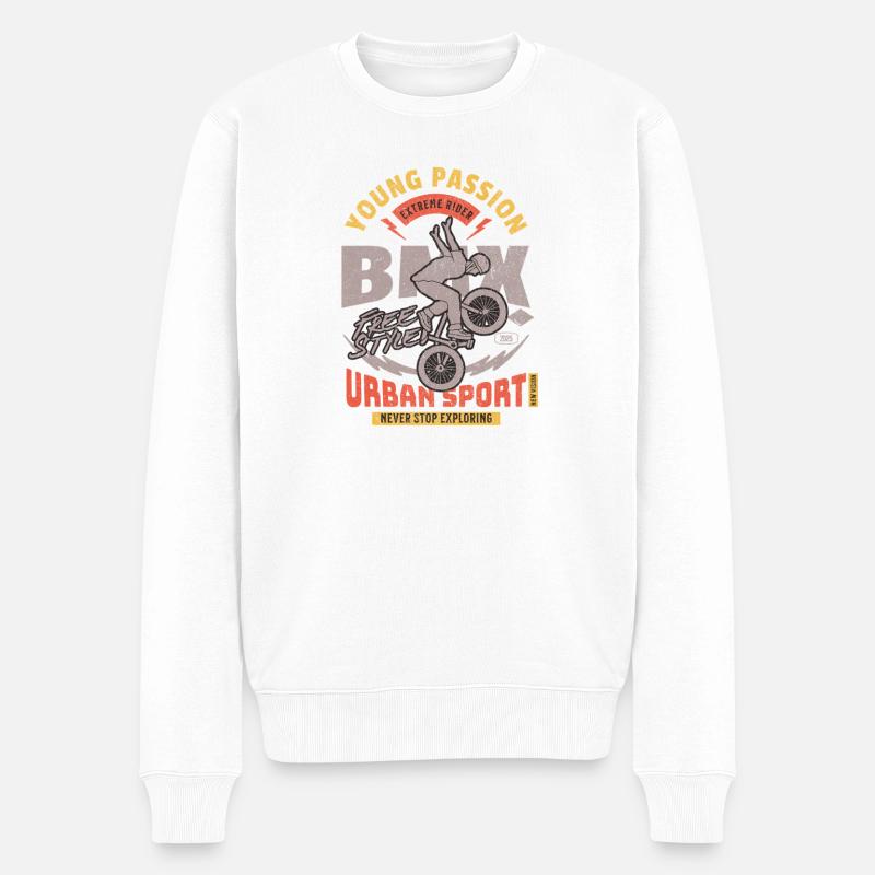 BMX Urban Sport Freestyle - Männer Premium Bio Pullover - Weiß