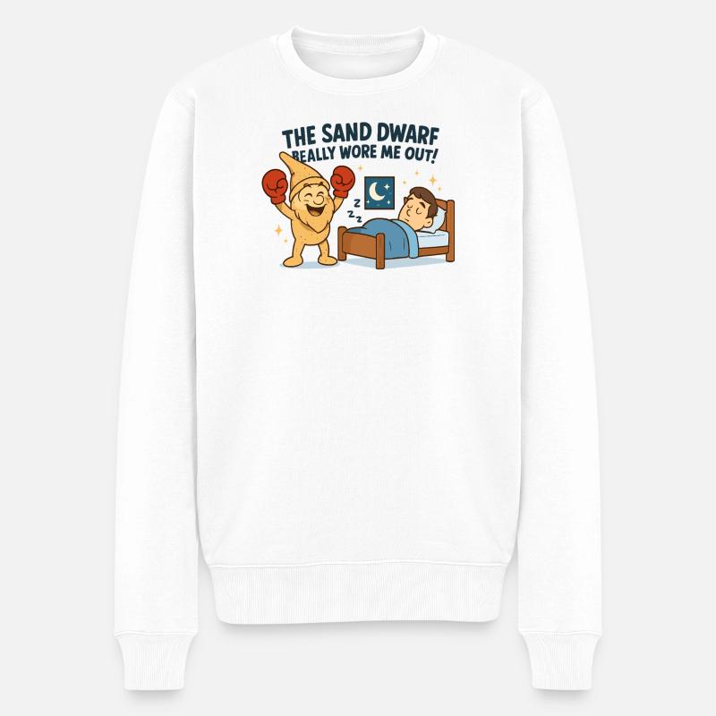 Der Sandzwerg schlägt zu ! - Männer Premium Bio Pullover - Weiß