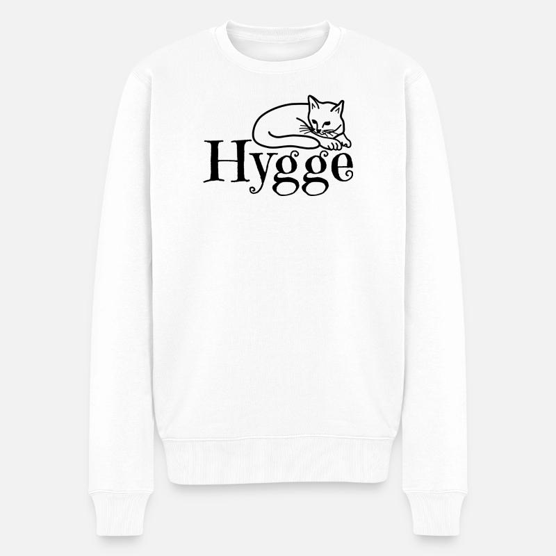 Hygge mit Katze - Männer Premium Bio Pullover - Weiß