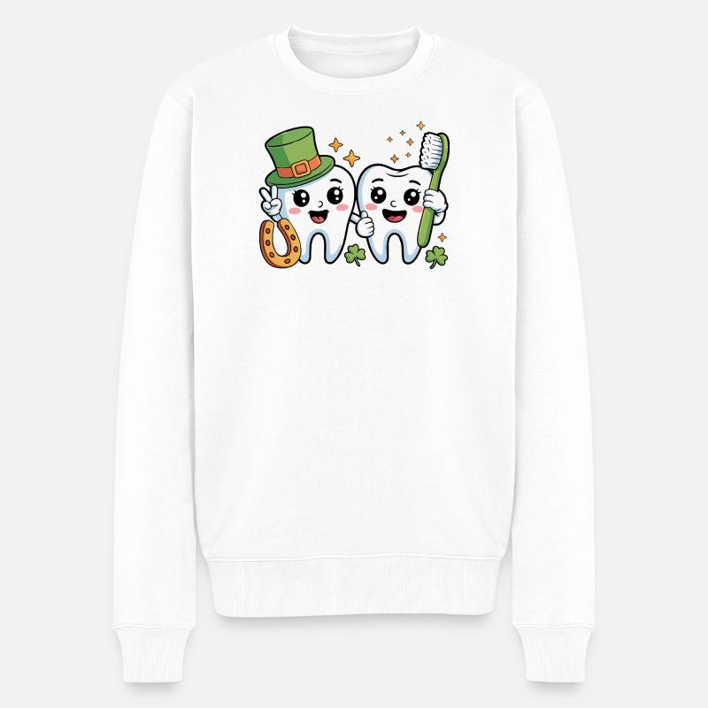 Drôle de dentiste St Patricks Day - Pull Premium bio Homme - blanc