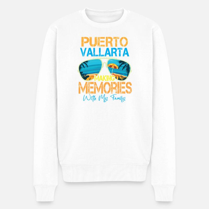 Puerto Vallarta crée des souvenirs - Pull Premium bio Homme - blanc