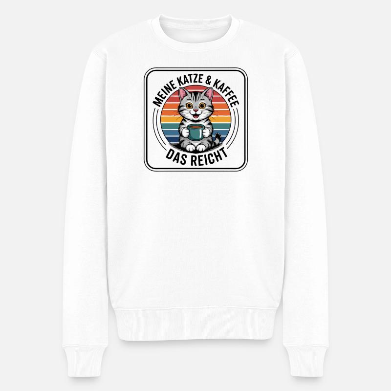 Chaton Café en Retro Rainbow - Pull Premium bio Homme - blanc