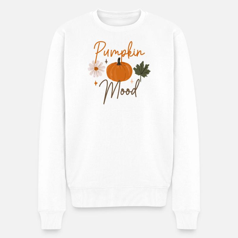 Citrouille Humeur Automne Floral - Pull Premium bio Homme - blanc