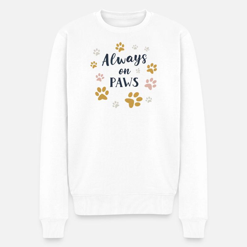 Immer auf den Pfoten - Männer Premium Bio Pullover - Weiß