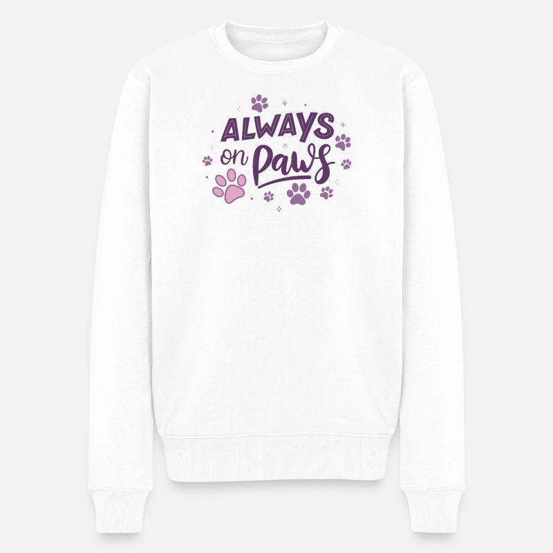 Always on Day Pawprints Violet - Pull Premium bio Homme - blanc