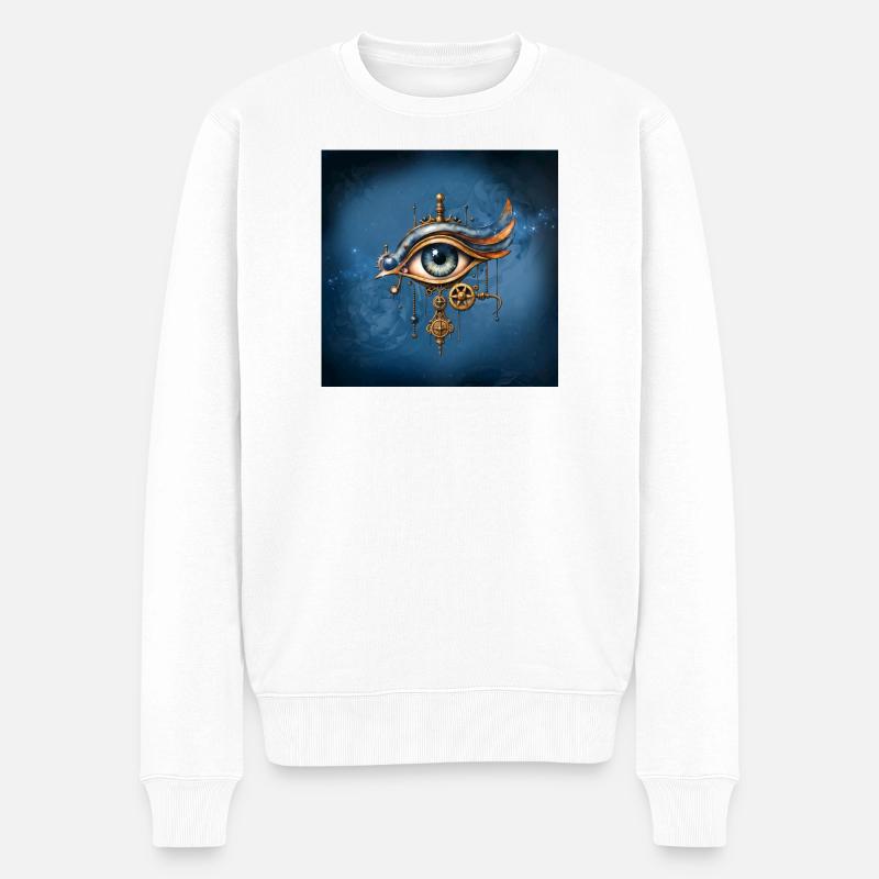 Oeil Steampunk avec engrenages - Pull Premium bio Homme - blanc