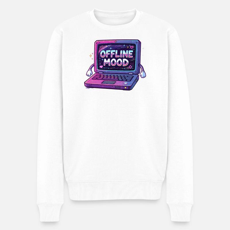 Y2K Retro – Offline Mood - Männer Premium Bio Pullover - Weiß