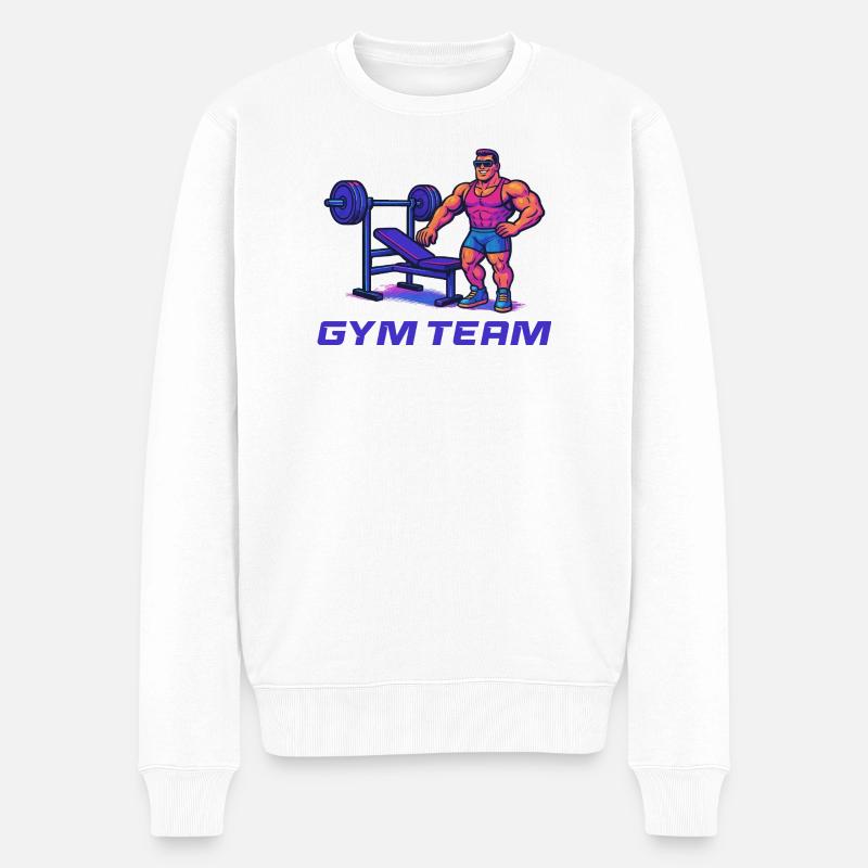 Bodybuilder Gym Comic - Männer Premium Bio Pullover - Weiß