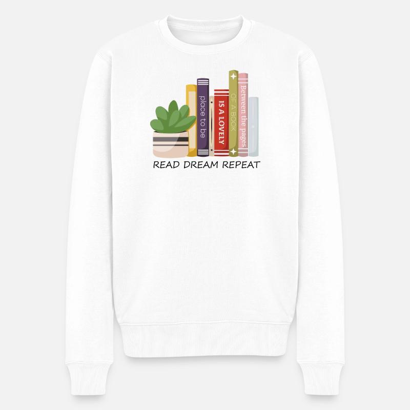 Bunte Buchreihe - Männer Premium Bio Pullover - Weiß