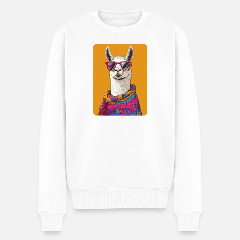 Lama - Männer Premium Bio Pullover - Weiß