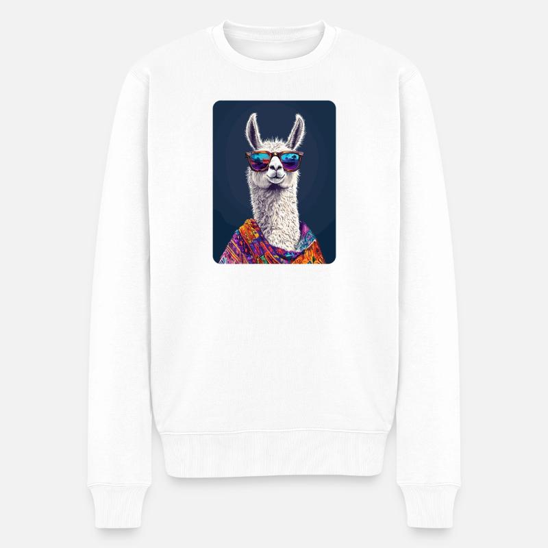 Lama - Männer Premium Bio Pullover - Weiß