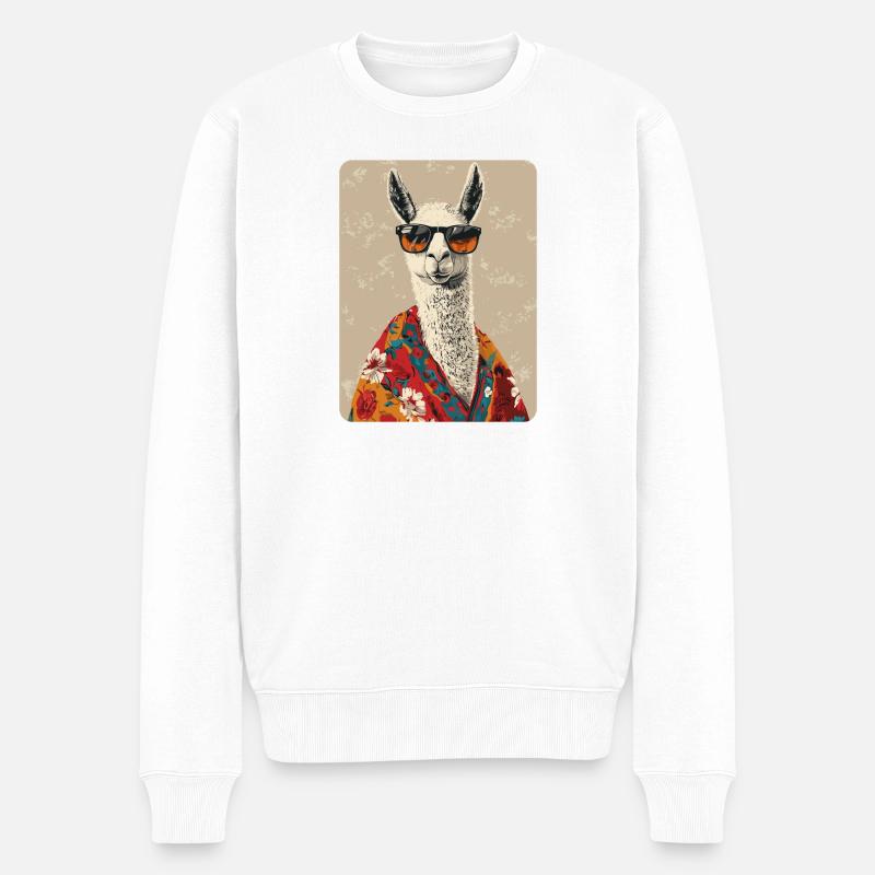 Lama - Männer Premium Bio Pullover - Weiß