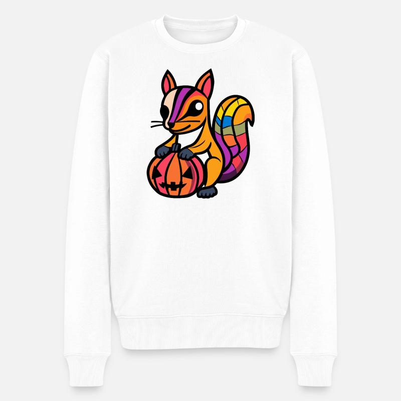 Eichhörnchen Halloween Zombie - Männer Premium Bio Pullover - Weiß