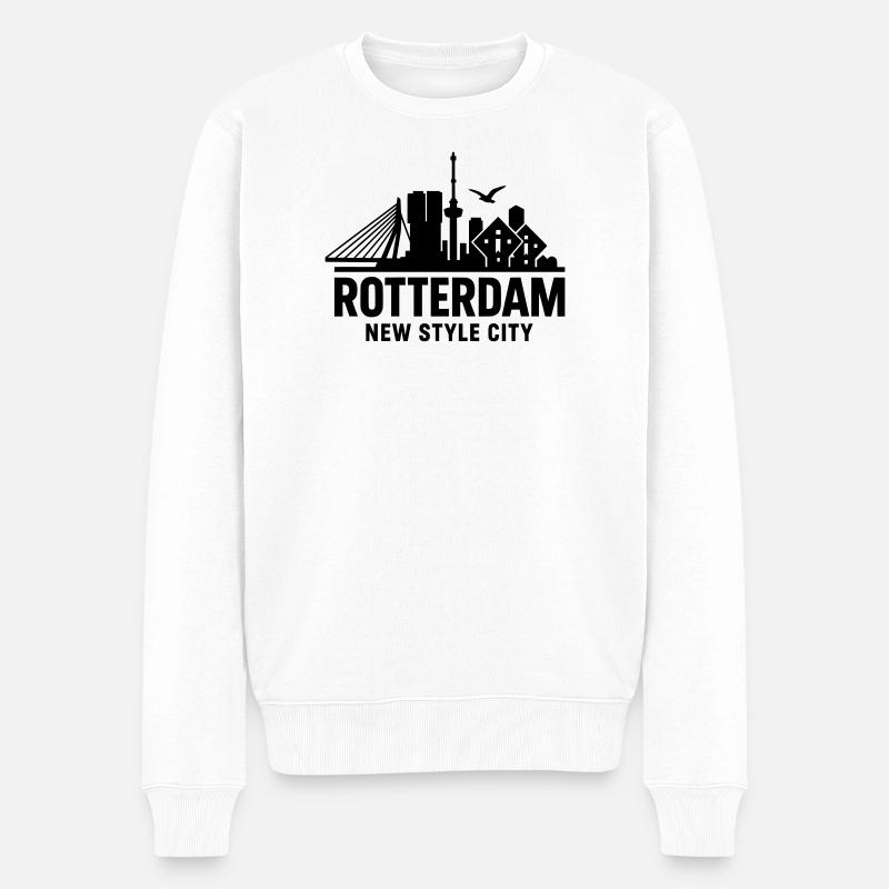 Rotterdam New Style City - Männer Premium Bio Pullover - Weiß