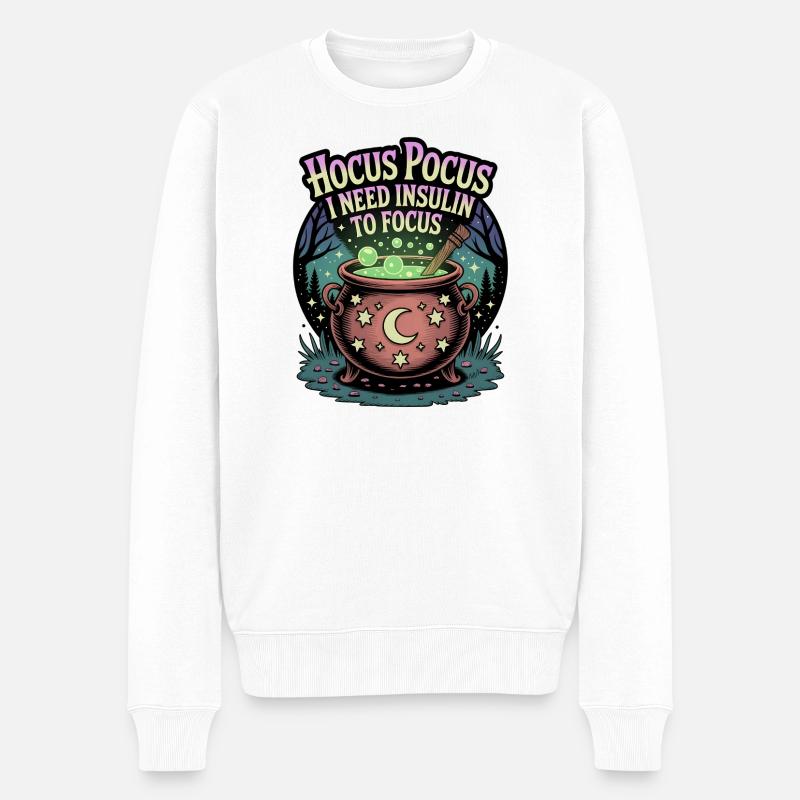 Hocus Pocus J’ai besoin d’insuline pour me concentrer - Pull Premium bio Homme - blanc