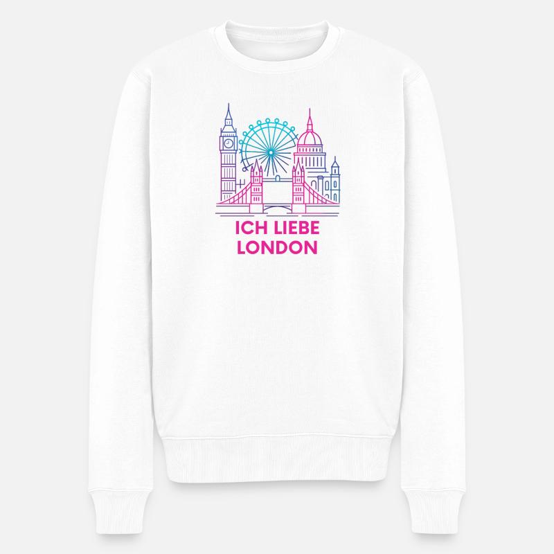 Déclaration d’amour de Londres néon - Pull Premium bio Homme - blanc