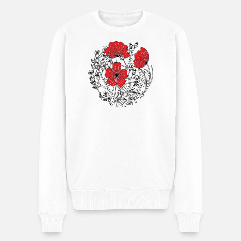  Hibiskus Blüten  - Männer Premium Bio Pullover - Weiß