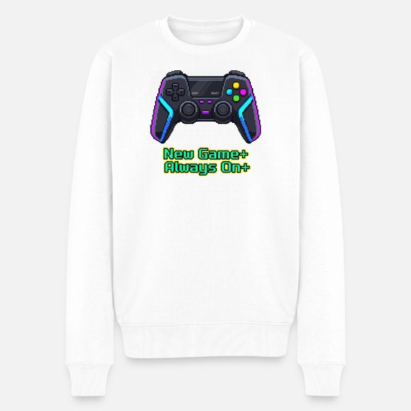 Neon Pixel Controller Neues Spiel Plus - Männer Premium Bio Pullover - Weiß