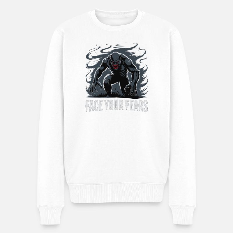 Stelle dich deinen Ängsten, Monster, Nightmare. - Männer Premium Bio Pullover - Weiß