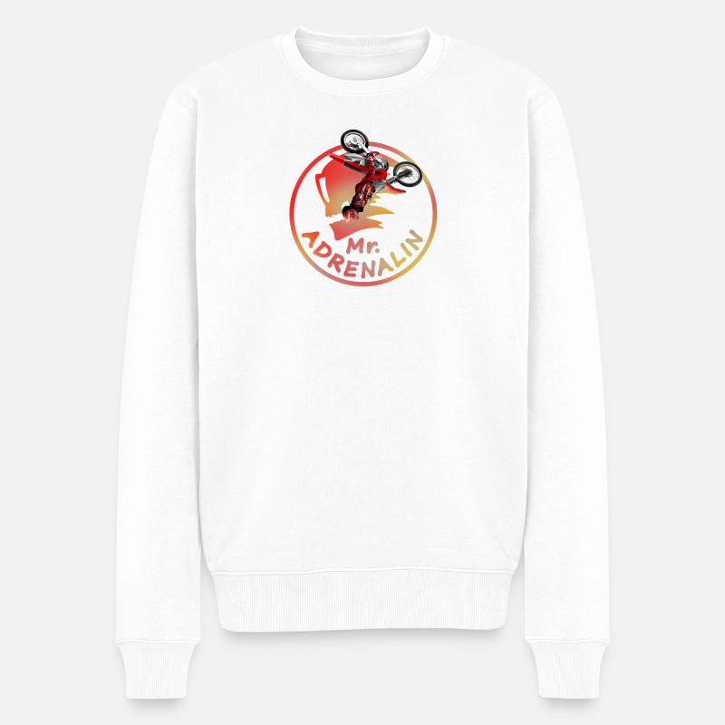 Mr Adrenalin Stunt Motocross - Männer Premium Bio Pullover - Weiß