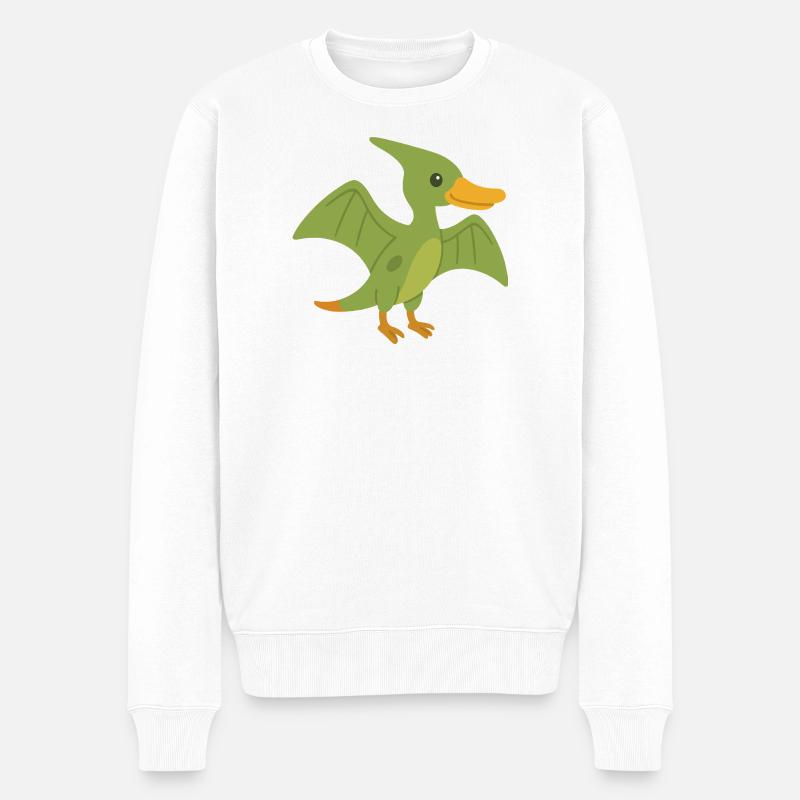 Süße Pterodactyl Ente - Männer Premium Bio Pullover - Weiß