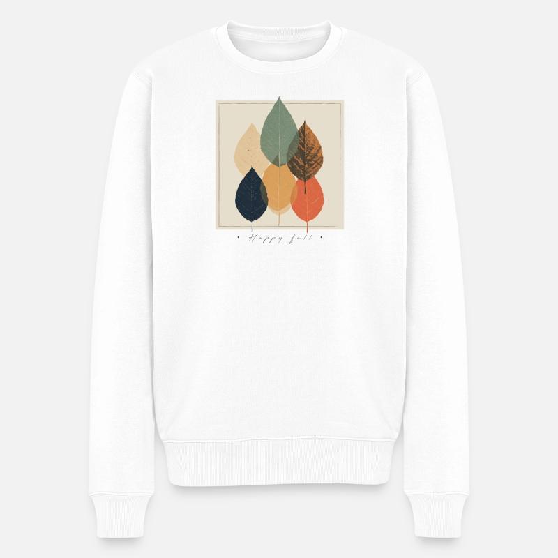 Mosaïque de feuilles d’automne : palette rétro - Pull Premium bio Homme - blanc