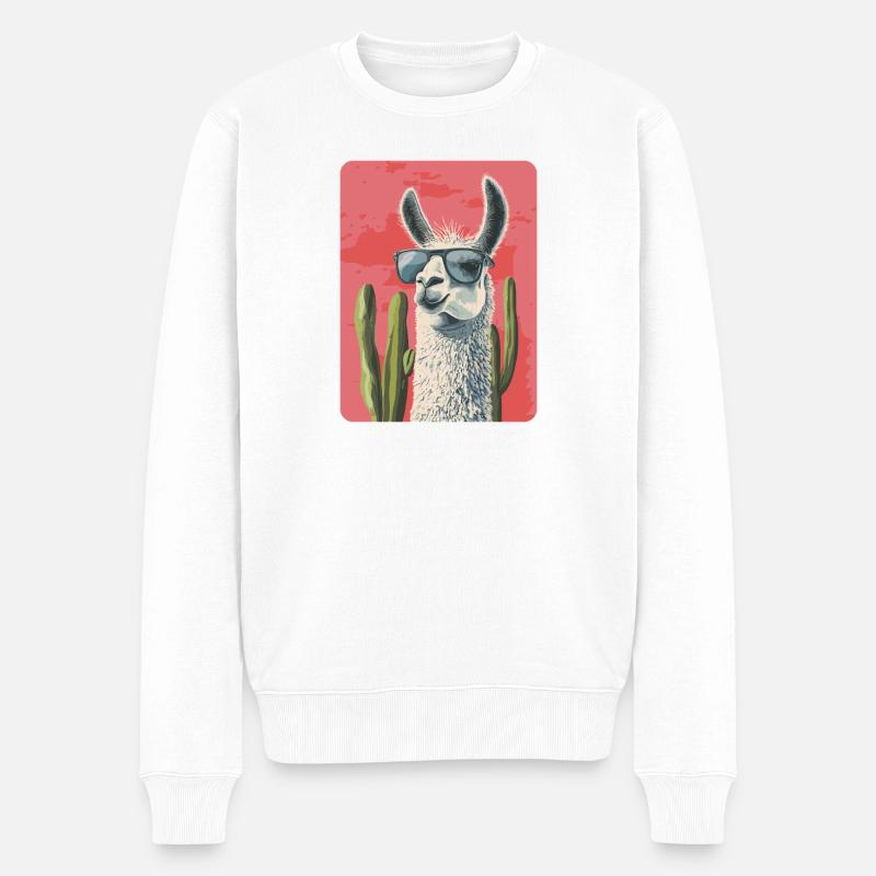 Lama - Männer Premium Bio Pullover - Weiß