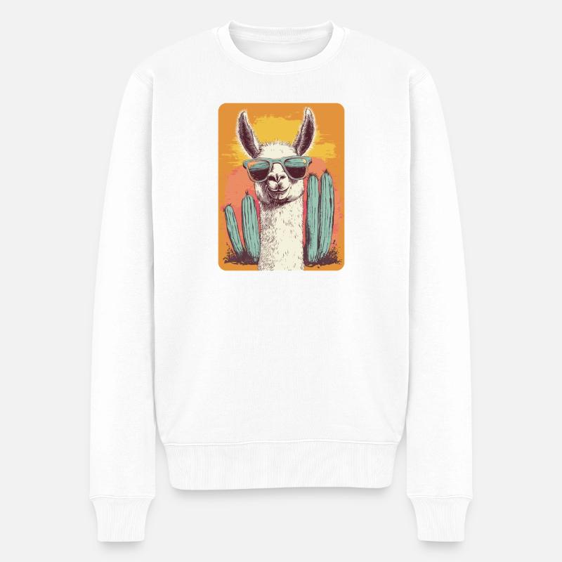 Lama - Männer Premium Bio Pullover - Weiß