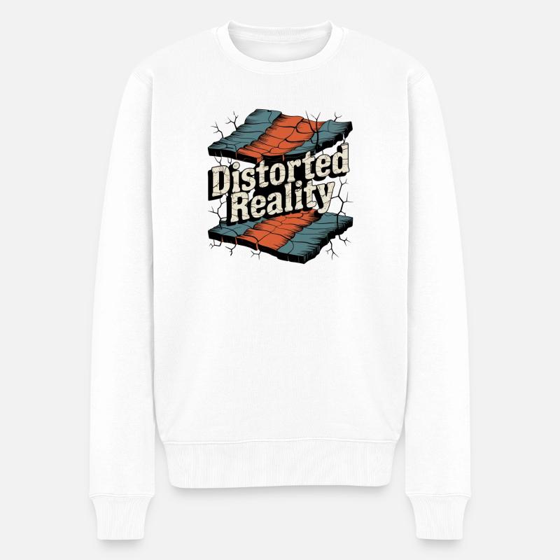 Retro Grunge – Distorted Reality - Männer Premium Bio Pullover - Weiß