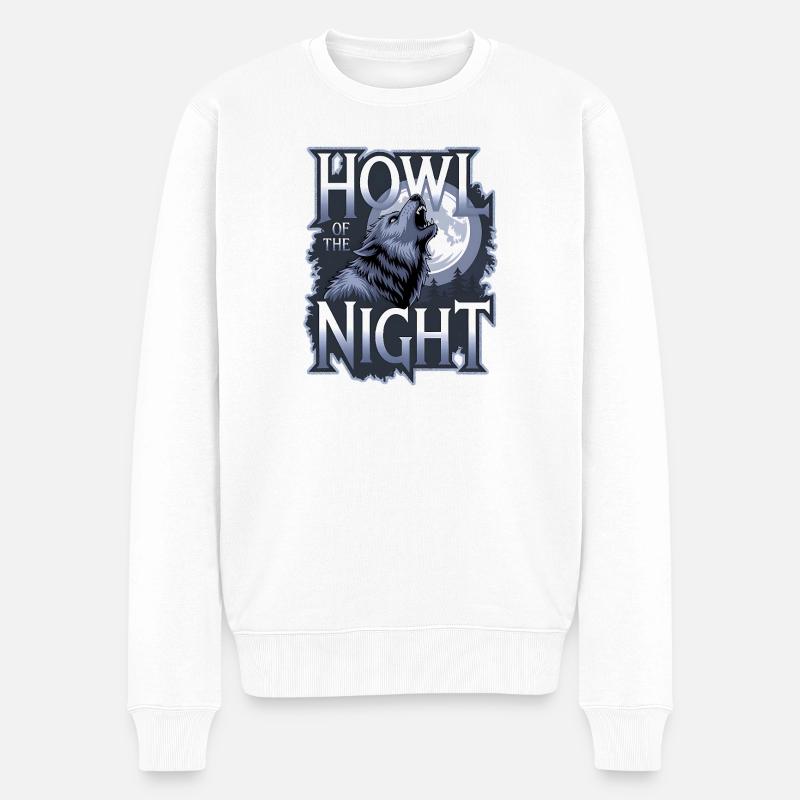 Loup – Hurlement de la nuit - Pull Premium bio Homme - blanc