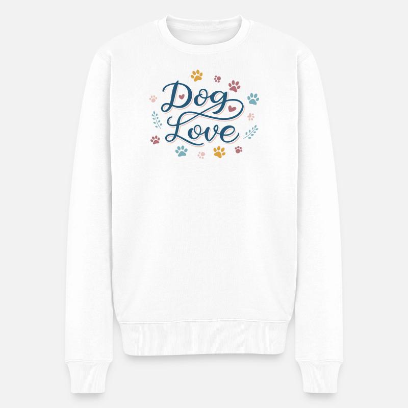Hundeliebe Skript Pastellfarbene Pfote - Männer Premium Bio Pullover - Weiß