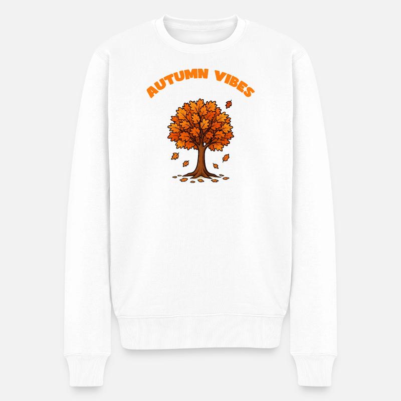 Herbstbaum Vibe  - Männer Premium Bio Pullover - Weiß