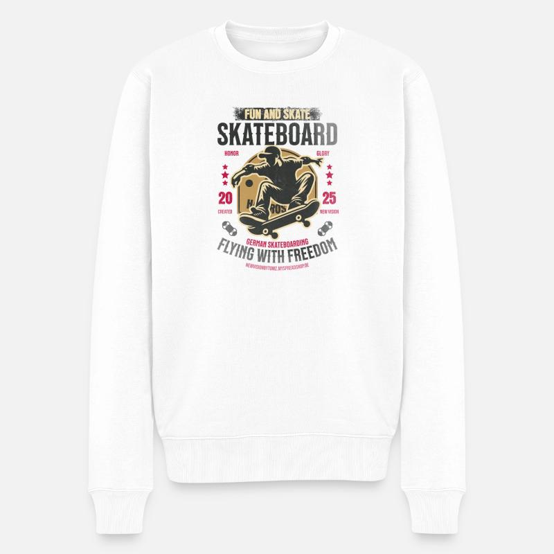 Voler avec liberté – Skateboard 2025 - Pull Premium bio Homme - blanc