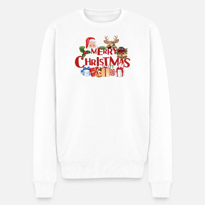 Frohe Weihnachten Festliche Kleidung - Männer Premium Bio Pullover - Weiß