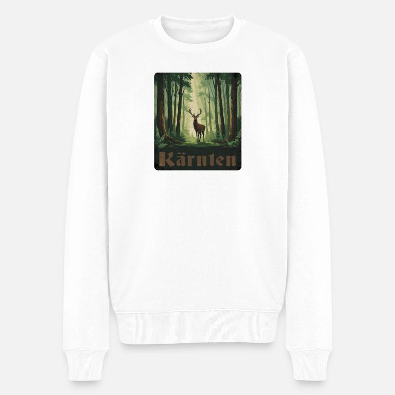 Kärnten Hirsch im Wald - Männer Premium Bio Pullover - Weiß