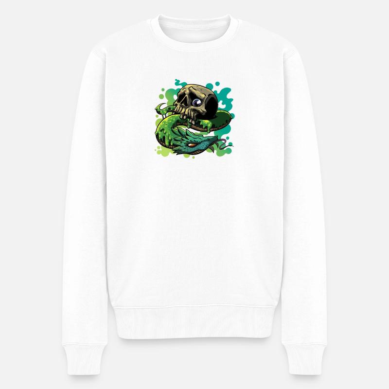 Crâne Serpent Néon - Pull Premium bio Homme - blanc
