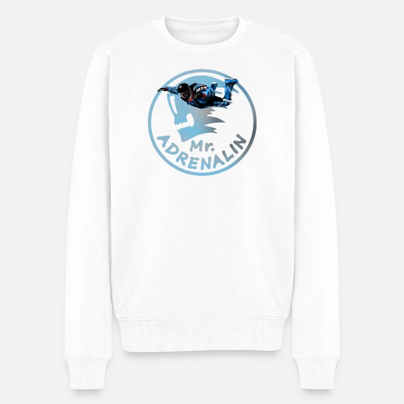 Mr. Adrenalin Skydiver Sprunglogo - Männer Premium Bio Pullover - Weiß