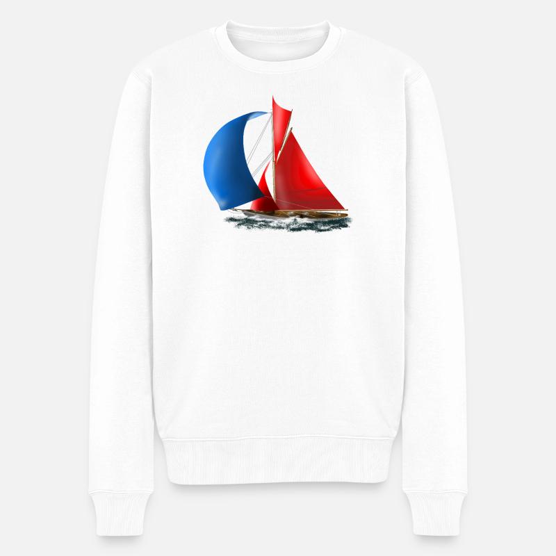 Segelboot - Männer Premium Bio Pullover - Weiß