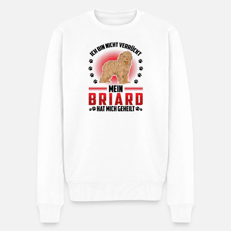 Briard me guérit Berger de Brie - Pull Premium bio Homme - blanc