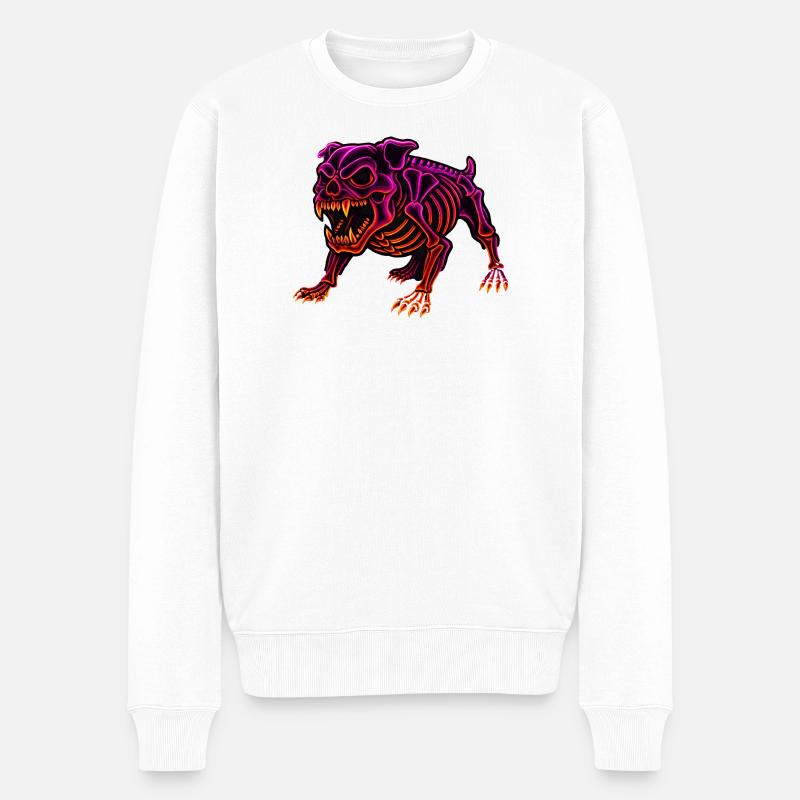 Neon Skelett Dinosaurier - Männer Premium Bio Pullover - Weiß