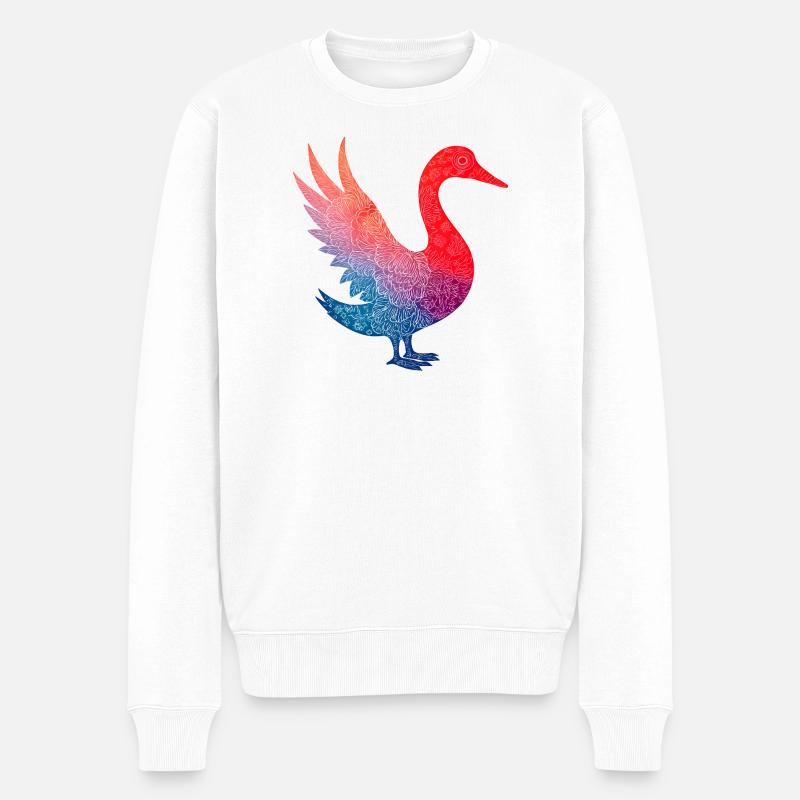 Buntes Flamingo-Blumenmuster - Männer Premium Bio Pullover - Weiß