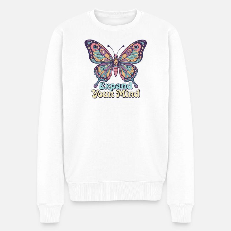 Psychedelisch Retro – Expand Your Mind - Männer Premium Bio Pullover - Weiß